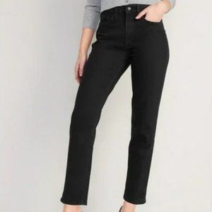 Old Navy Extra High-Waisted Sky-Hi Straight Black Jeans